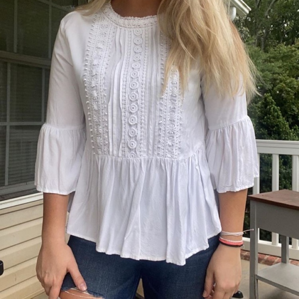 White three quarter length blouse